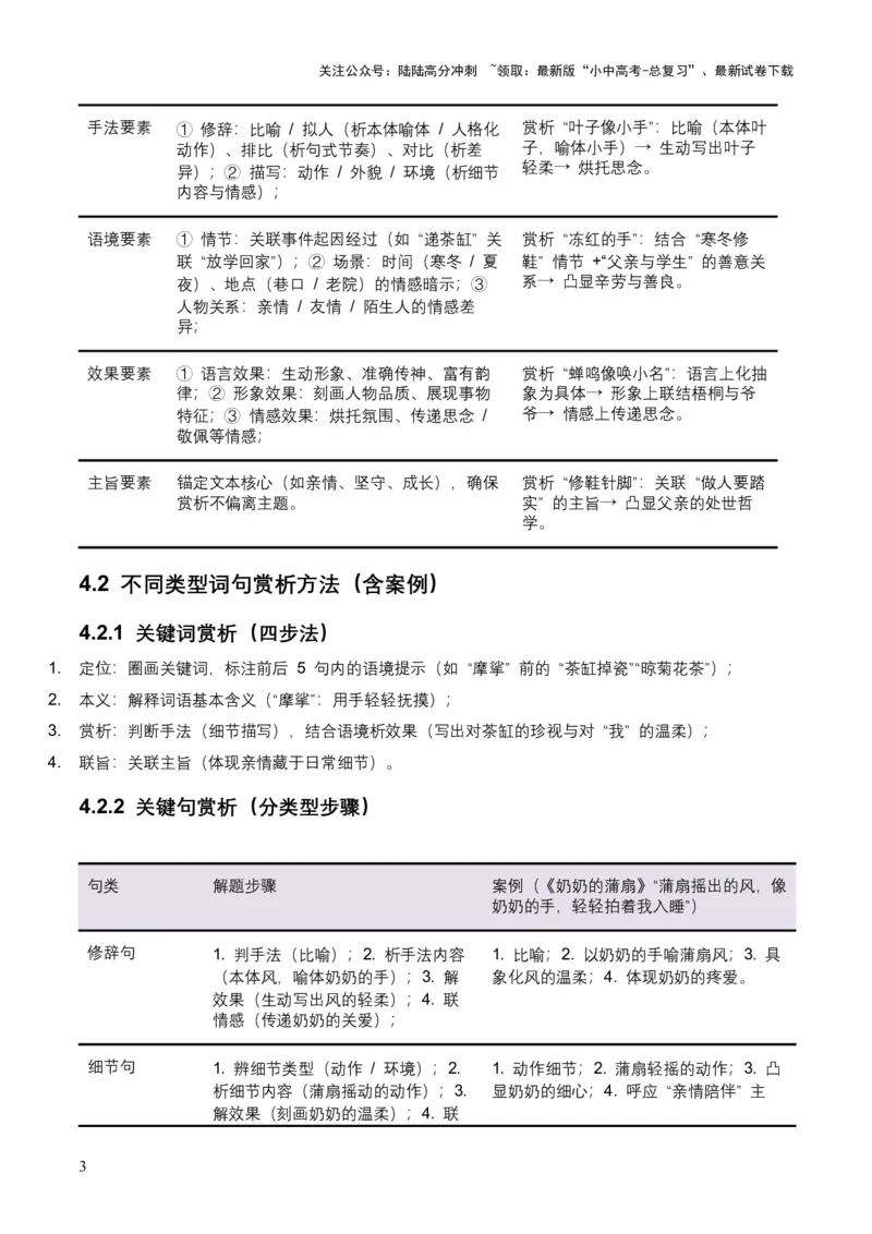 2026年全国中考语文一轮复习讲义：记叙文词句赏析（全国适用）(原卷）_02中考总复习（2026版更新中）_01-语文-中考总复习_2026年中考复习（更新中）_2026年全国中考语文一轮复习讲义