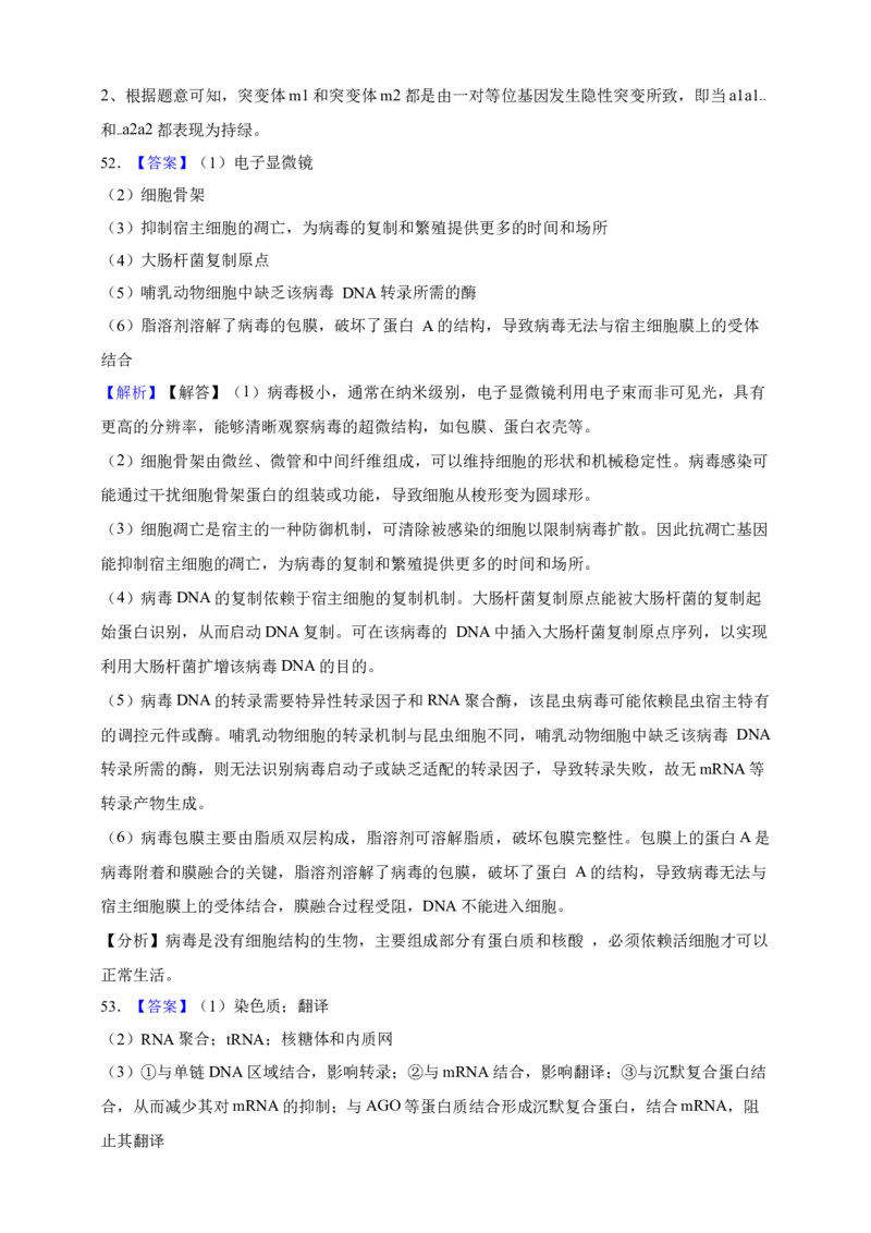 专题10基因的表达（答案解析）_生物真题汇总_&radic;近三年（2023-2025）高考生物真题分专项精编_答案解析