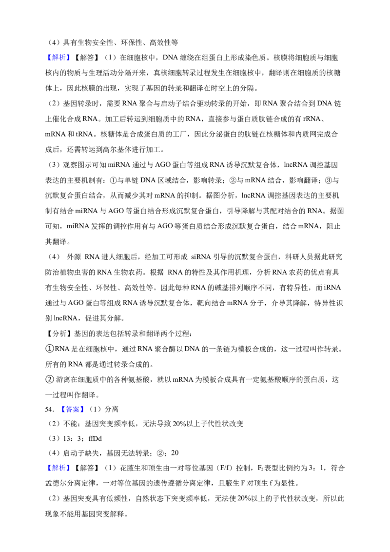 专题10基因的表达（答案解析）_生物真题汇总_&radic;近三年（2023-2025）高考生物真题分专项精编_答案解析