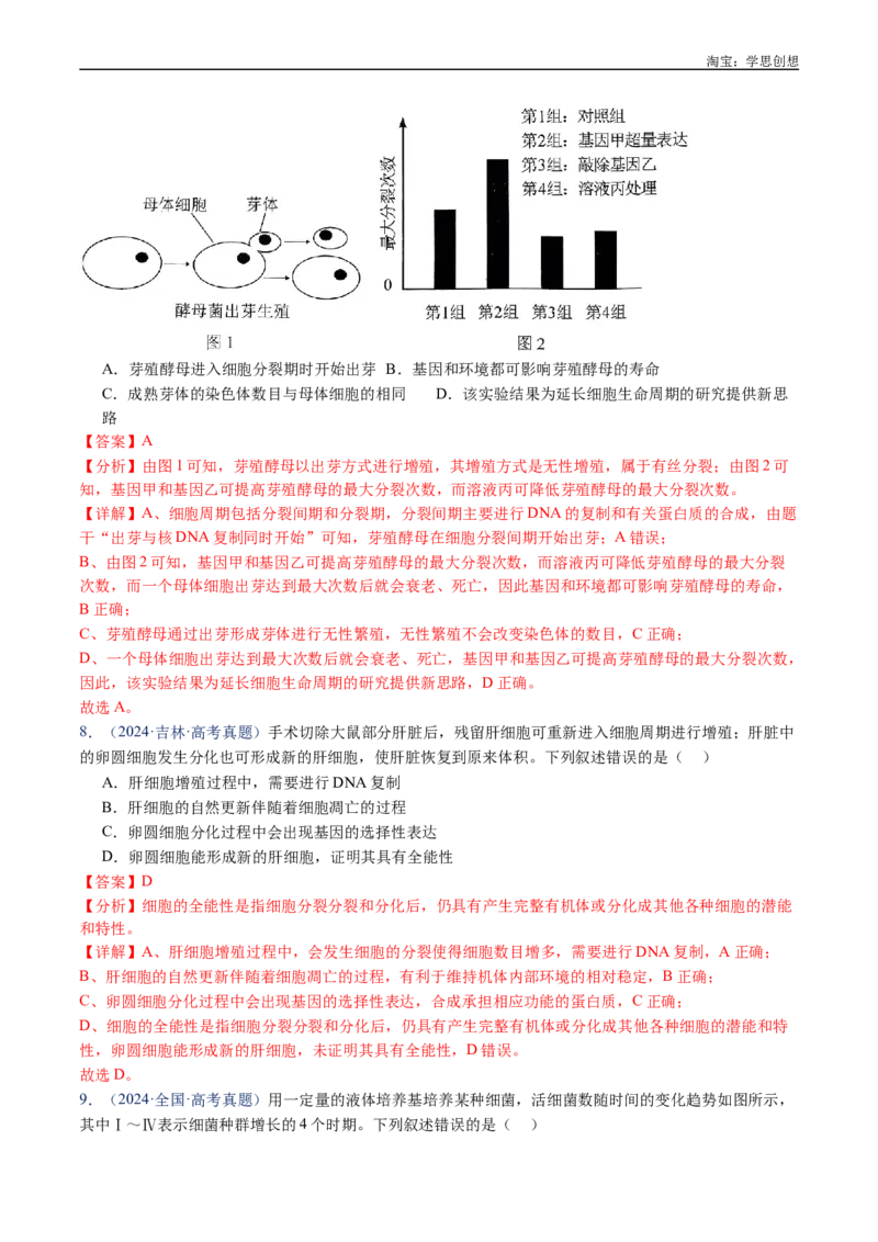 专题08有丝分裂和减数分裂-好题汇编十年（2015-2024）高考生物真题分类汇编（全国通用）（解析版）_生物真题汇总_十年（2014-2024）高考生物真题分项汇编（全国通用）