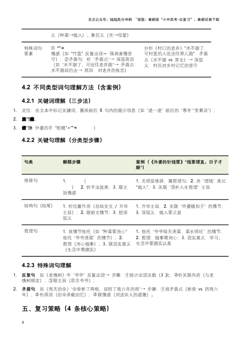 2026年全国中考语文一轮复习讲义：记叙文词句理解（全国适用）（原卷）_02中考总复习（2026版更新中）_01-语文-中考总复习_2026年中考复习（更新中）_2026年全国中考语文一轮复习讲义