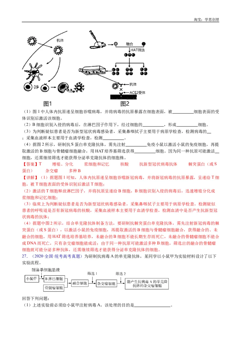 专题24细胞工程与胚胎工程-好题汇编十年（2015-2024）高考生物真题分类汇编（全国通用）（解析版）_生物真题汇总_十年（2014-2024）高考生物真题分项汇编（全国通用）