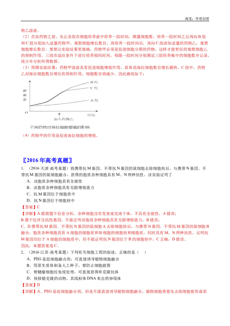 专题24细胞工程与胚胎工程-好题汇编十年（2015-2024）高考生物真题分类汇编（全国通用）（解析版）_生物真题汇总_十年（2014-2024）高考生物真题分项汇编（全国通用）