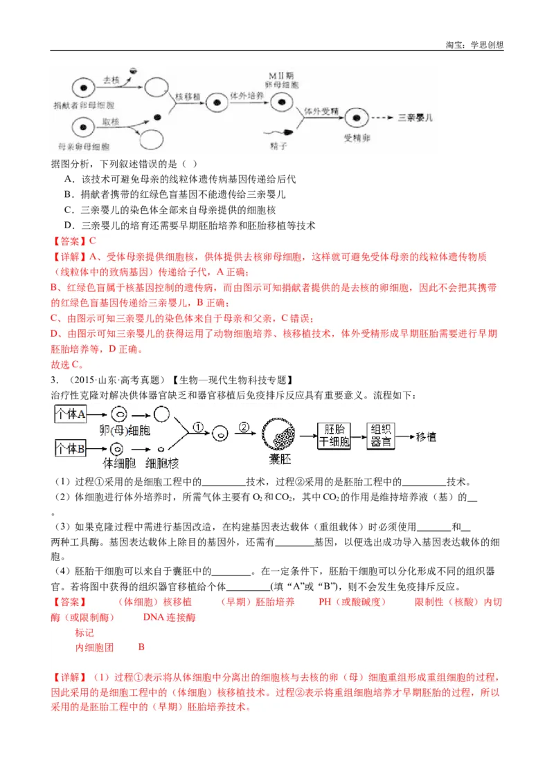 专题24细胞工程与胚胎工程-好题汇编十年（2015-2024）高考生物真题分类汇编（全国通用）（解析版）_生物真题汇总_十年（2014-2024）高考生物真题分项汇编（全国通用）
