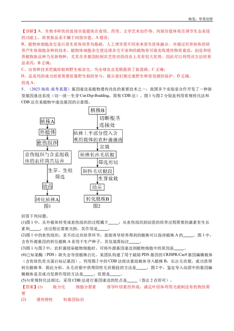 专题24细胞工程与胚胎工程-好题汇编十年（2015-2024）高考生物真题分类汇编（全国通用）（解析版）_生物真题汇总_十年（2014-2024）高考生物真题分项汇编（全国通用）