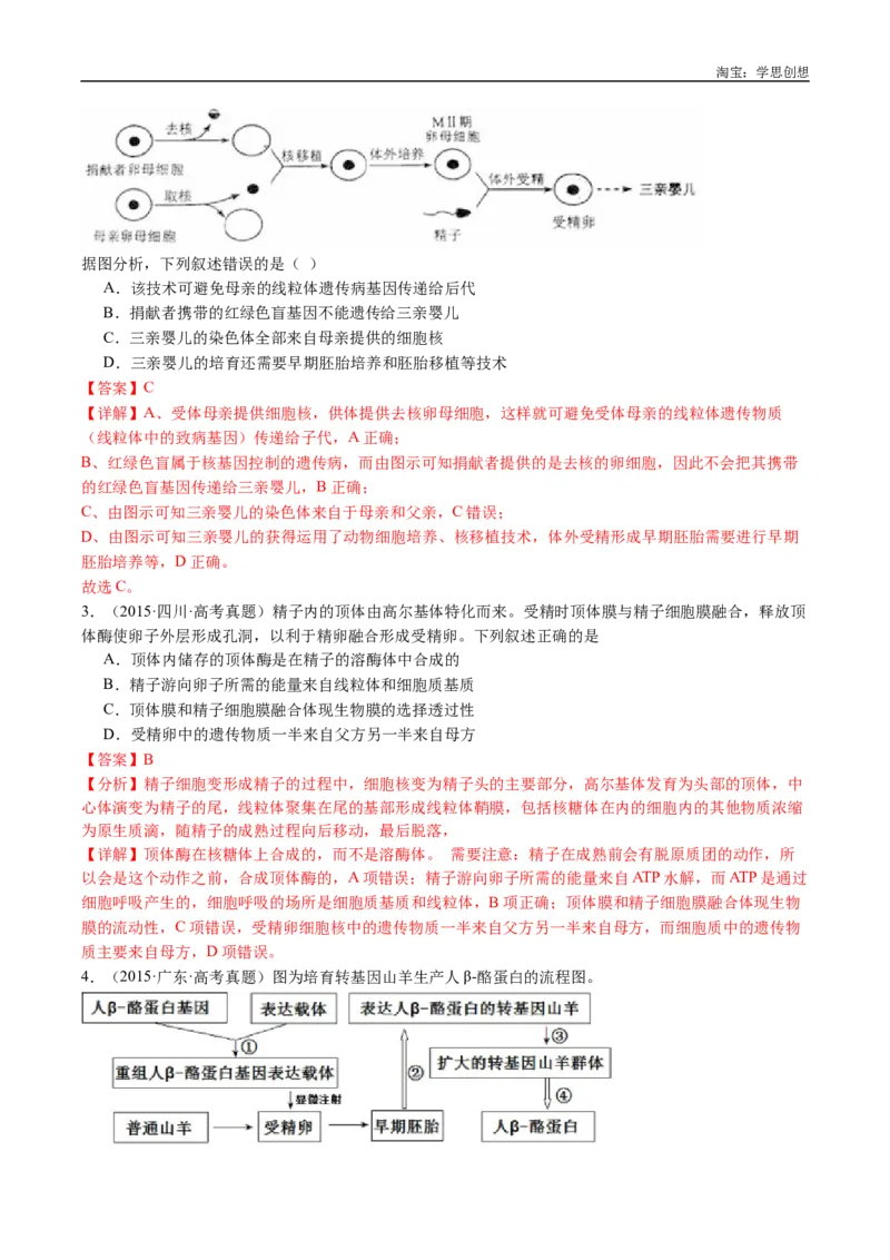 专题24细胞工程与胚胎工程-好题汇编十年（2015-2024）高考生物真题分类汇编（全国通用）（解析版）_生物真题汇总_十年（2014-2024）高考生物真题分项汇编（全国通用）