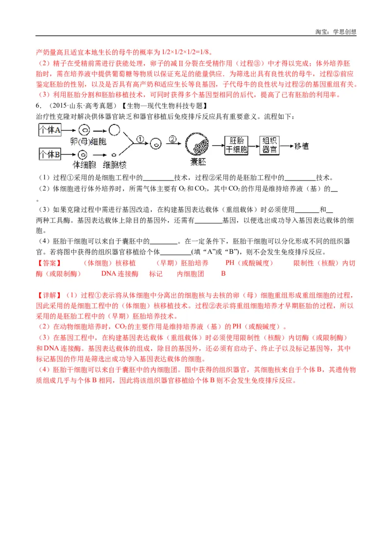 专题24细胞工程与胚胎工程-好题汇编十年（2015-2024）高考生物真题分类汇编（全国通用）（解析版）_生物真题汇总_十年（2014-2024）高考生物真题分项汇编（全国通用）