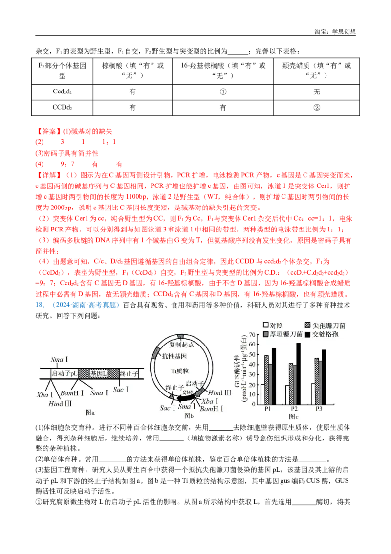 专题14变异、育种与进化-好题汇编十年（2015-2024）高考生物真题分类汇编（全国通用）（解析版）_生物真题汇总_十年（2014-2024）高考生物真题分项汇编（全国通用）
