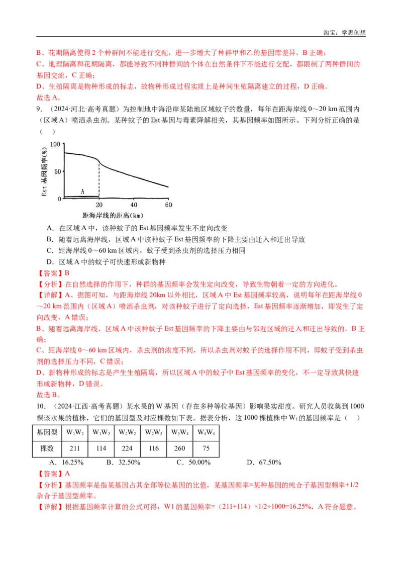 专题14变异、育种与进化-好题汇编十年（2015-2024）高考生物真题分类汇编（全国通用）（解析版）_生物真题汇总_十年（2014-2024）高考生物真题分项汇编（全国通用）