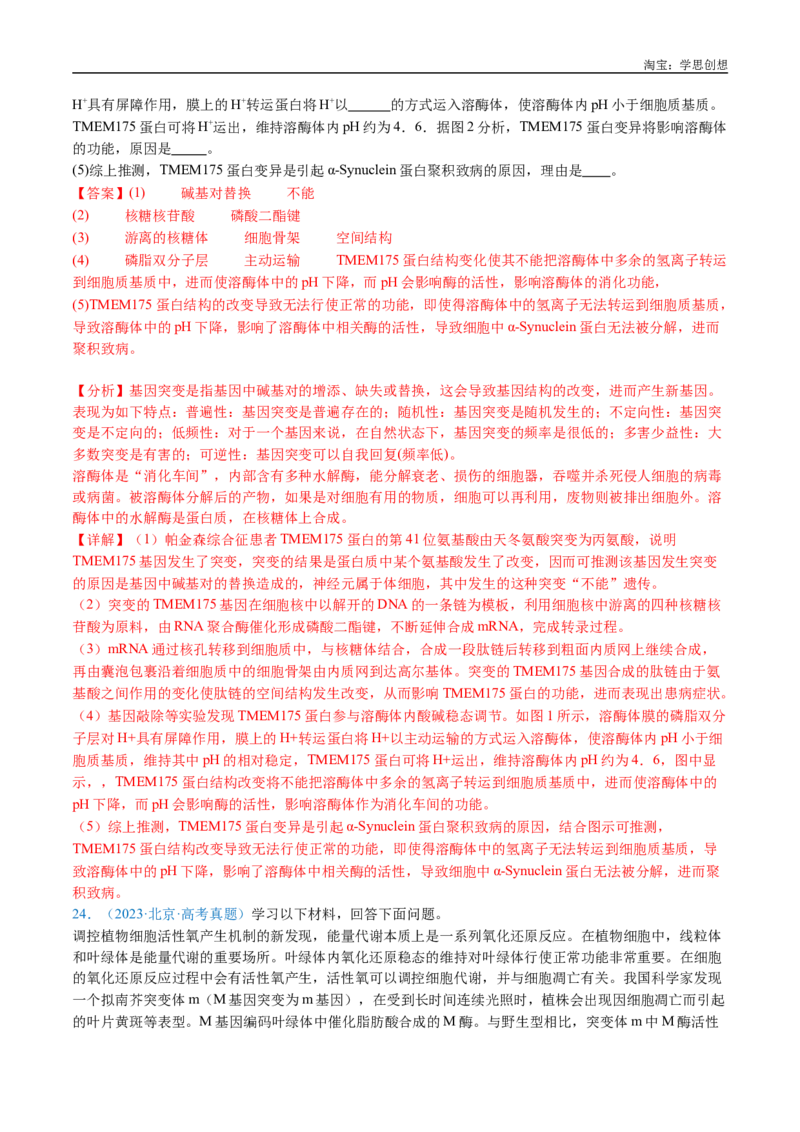 专题14变异、育种与进化-好题汇编十年（2015-2024）高考生物真题分类汇编（全国通用）（解析版）_生物真题汇总_十年（2014-2024）高考生物真题分项汇编（全国通用）