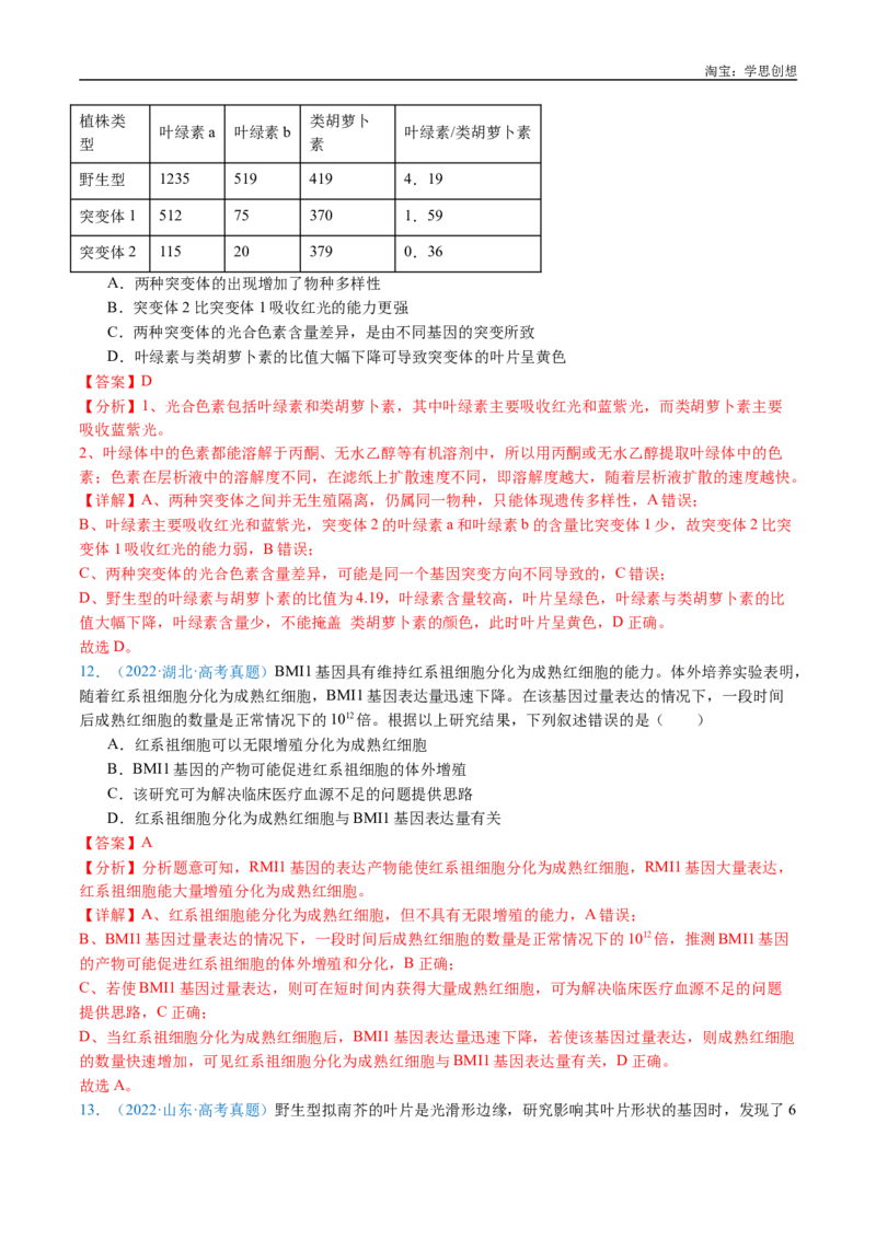 专题14变异、育种与进化-好题汇编十年（2015-2024）高考生物真题分类汇编（全国通用）（解析版）_生物真题汇总_十年（2014-2024）高考生物真题分项汇编（全国通用）