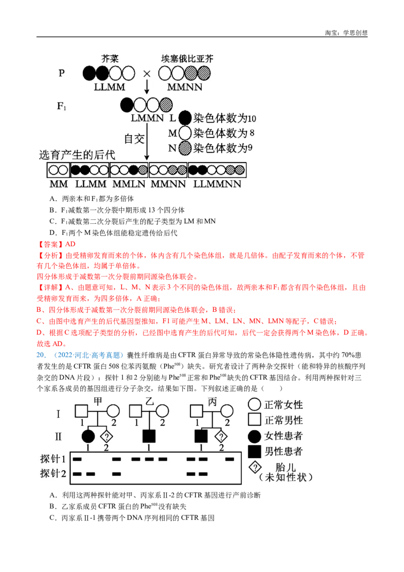 专题14变异、育种与进化-好题汇编十年（2015-2024）高考生物真题分类汇编（全国通用）（解析版）_生物真题汇总_十年（2014-2024）高考生物真题分项汇编（全国通用）