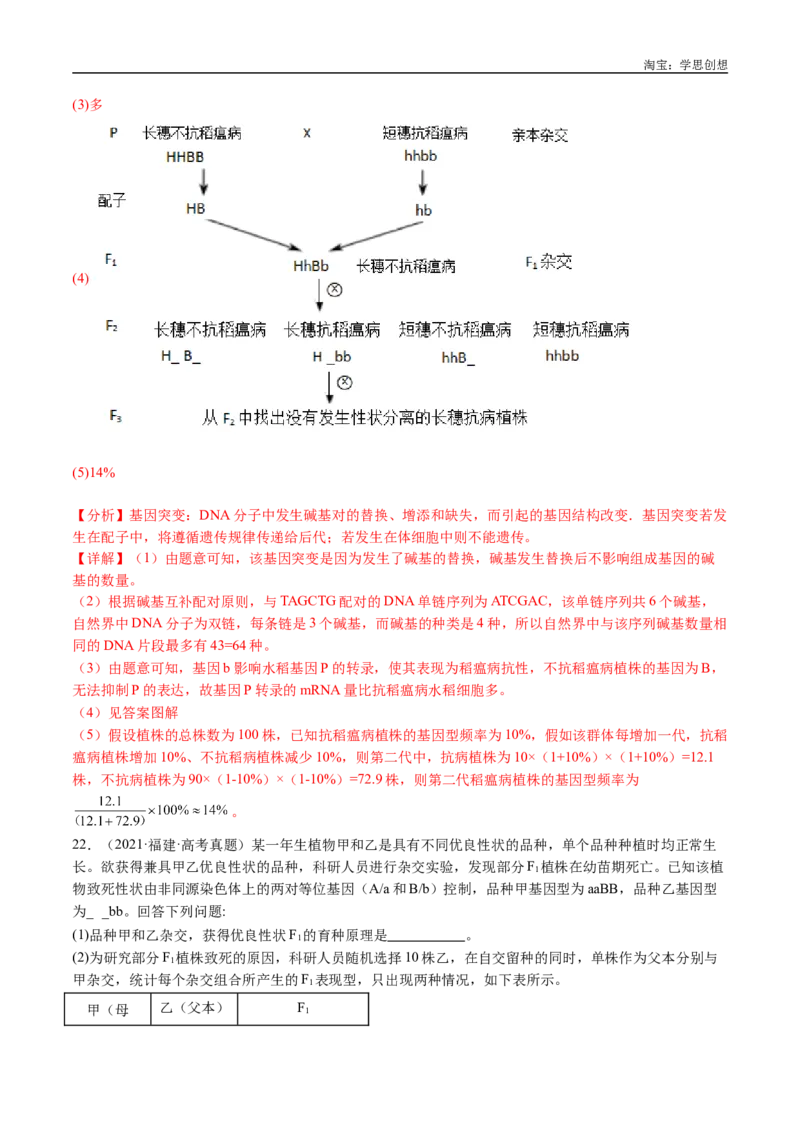 专题14变异、育种与进化-好题汇编十年（2015-2024）高考生物真题分类汇编（全国通用）（解析版）_生物真题汇总_十年（2014-2024）高考生物真题分项汇编（全国通用）