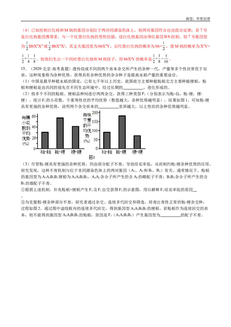 专题14变异、育种与进化-好题汇编十年（2015-2024）高考生物真题分类汇编（全国通用）（解析版）_生物真题汇总_十年（2014-2024）高考生物真题分项汇编（全国通用）