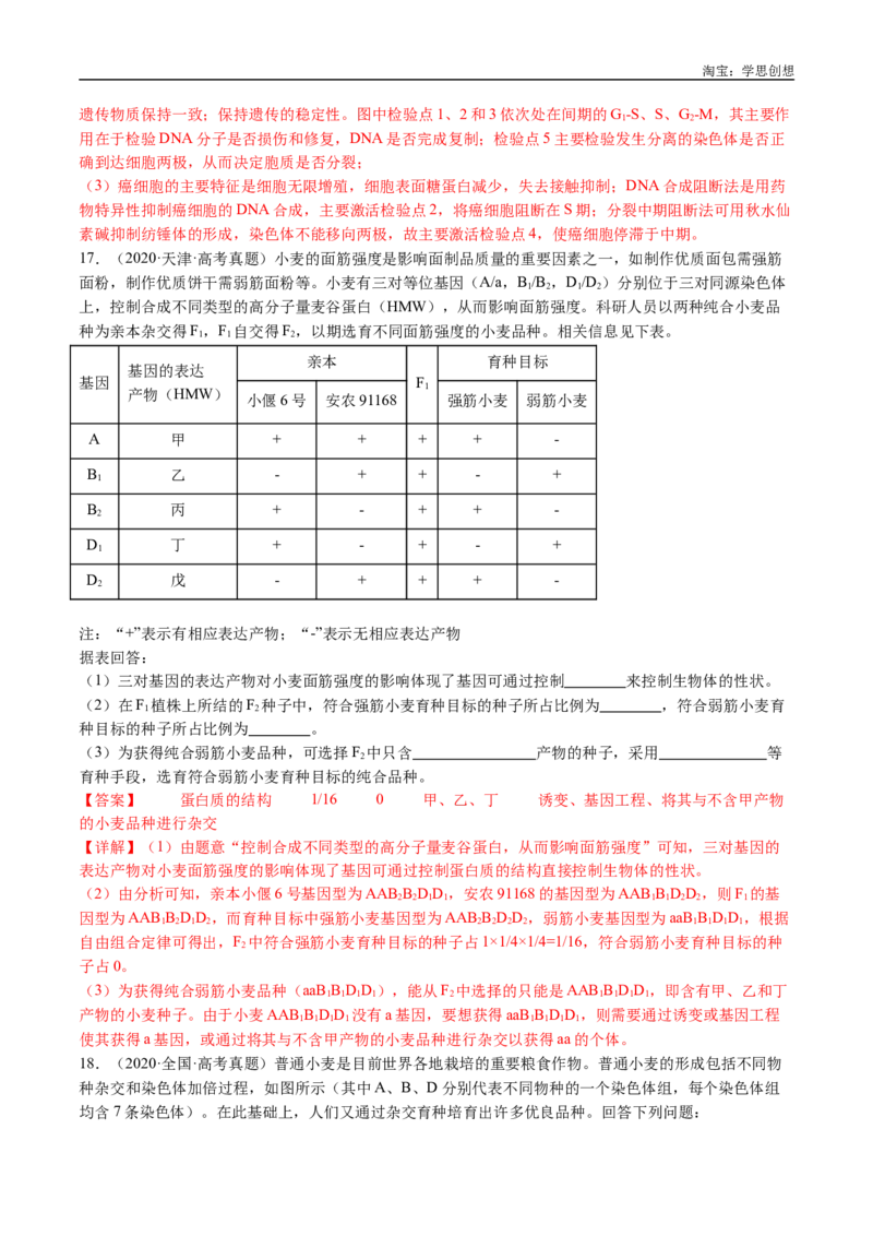 专题14变异、育种与进化-好题汇编十年（2015-2024）高考生物真题分类汇编（全国通用）（解析版）_生物真题汇总_十年（2014-2024）高考生物真题分项汇编（全国通用）