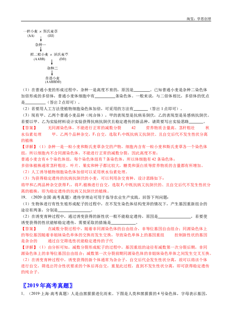 专题14变异、育种与进化-好题汇编十年（2015-2024）高考生物真题分类汇编（全国通用）（解析版）_生物真题汇总_十年（2014-2024）高考生物真题分项汇编（全国通用）