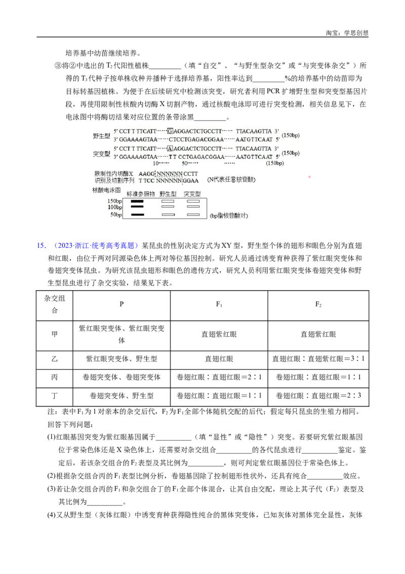 专题12基因的自由组合定律-好题汇编十年（2015-2024）高考生物真题分类汇编（全国通用）（原卷版）_生物真题汇总_十年（2014-2024）高考生物真题分项汇编（全国通用）