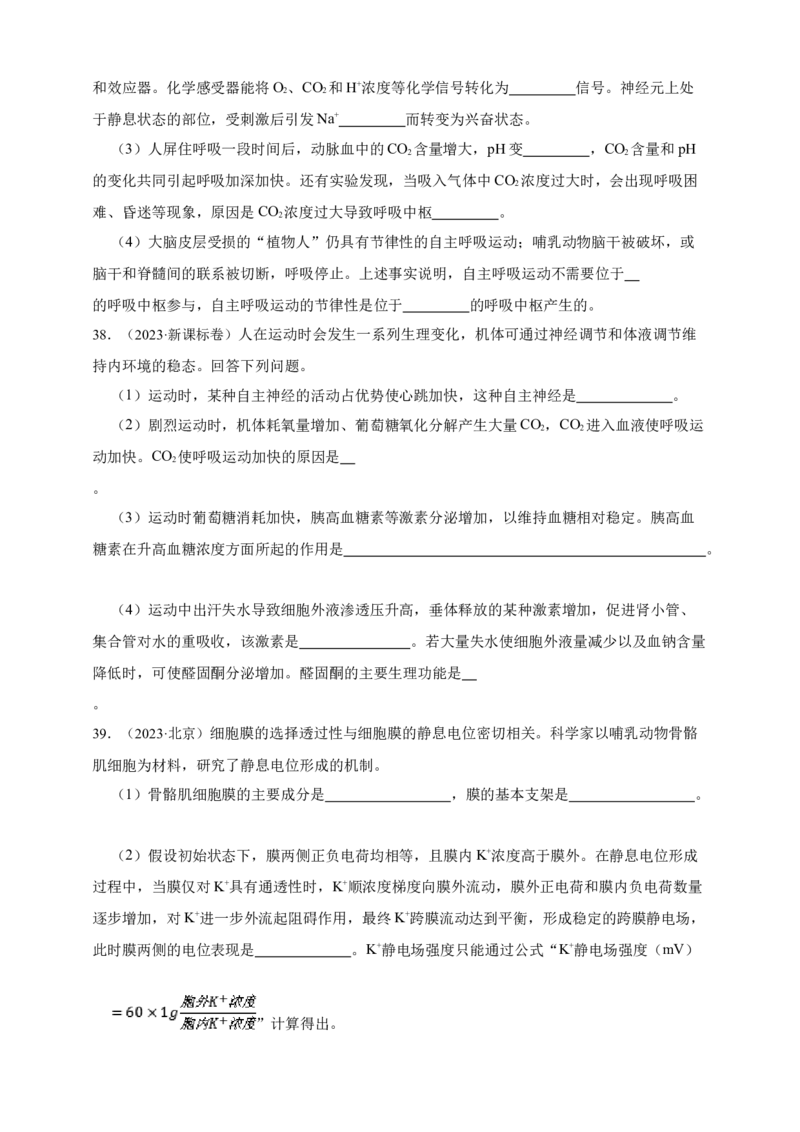 专题16神经调节_生物真题汇总_&radic;近三年（2023-2025）高考生物真题分专项精编_真题分专项汇编