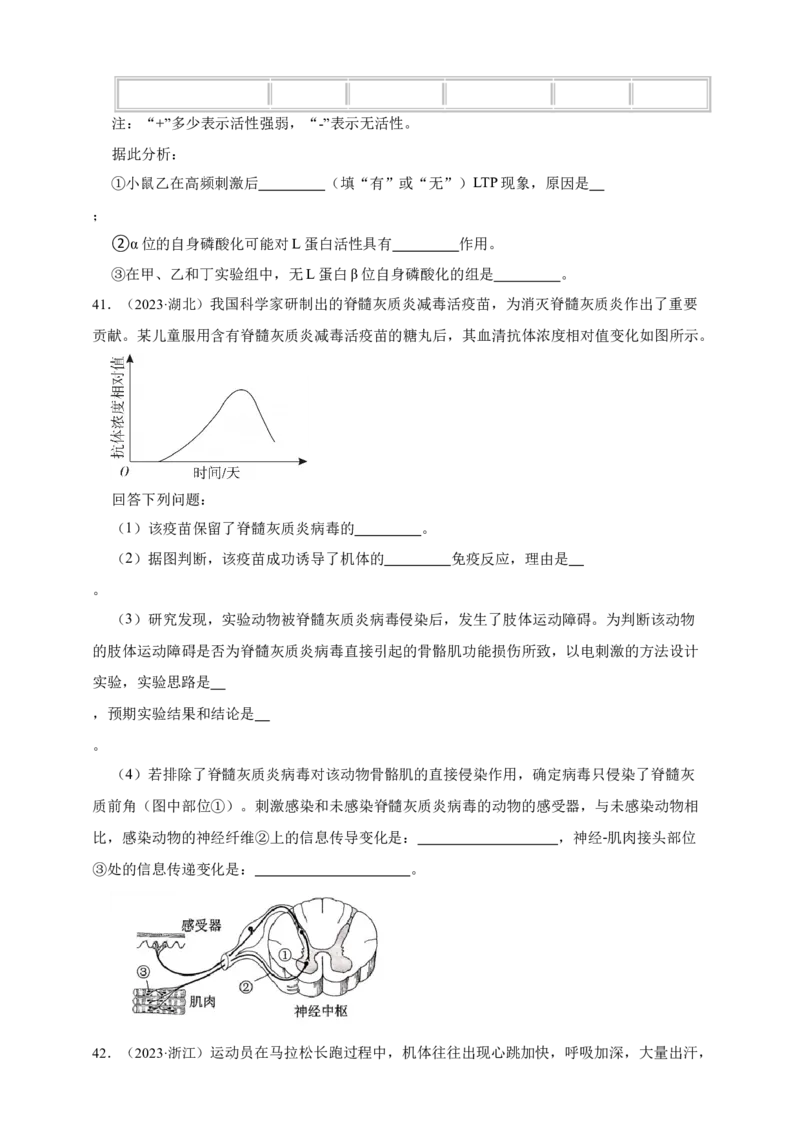 专题16神经调节_生物真题汇总_&radic;近三年（2023-2025）高考生物真题分专项精编_真题分专项汇编