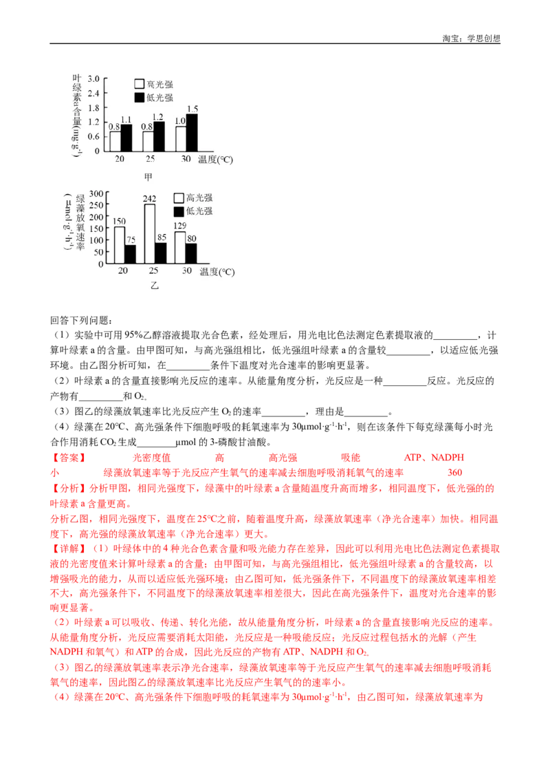 专题06光合作用-好题汇编十年（2015-2024）高考生物真题分类汇编（全国通用）（解析版）_生物真题汇总_十年（2014-2024）高考生物真题分项汇编（全国通用）