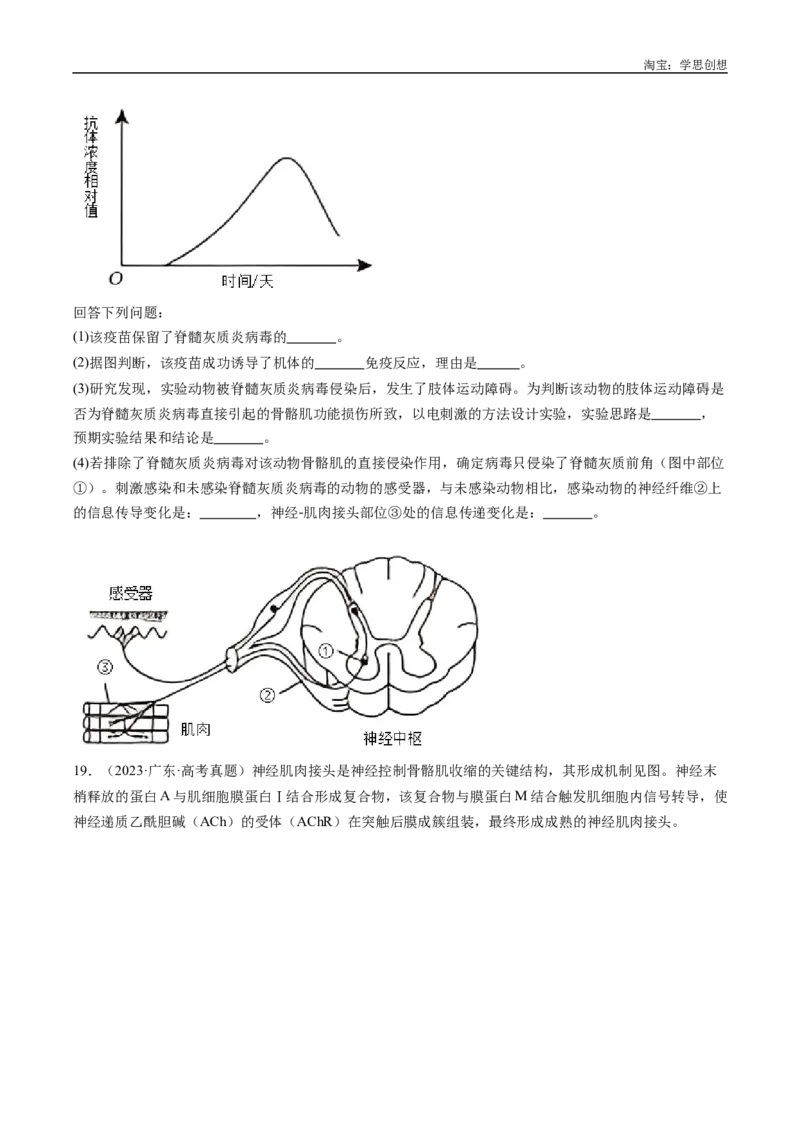 专题20动物生命活动的调节-好题汇编十年（2015-2024）高考生物真题分类汇编（全国通用）（原卷版）_生物真题汇总_十年（2014-2024）高考生物真题分项汇编（全国通用）