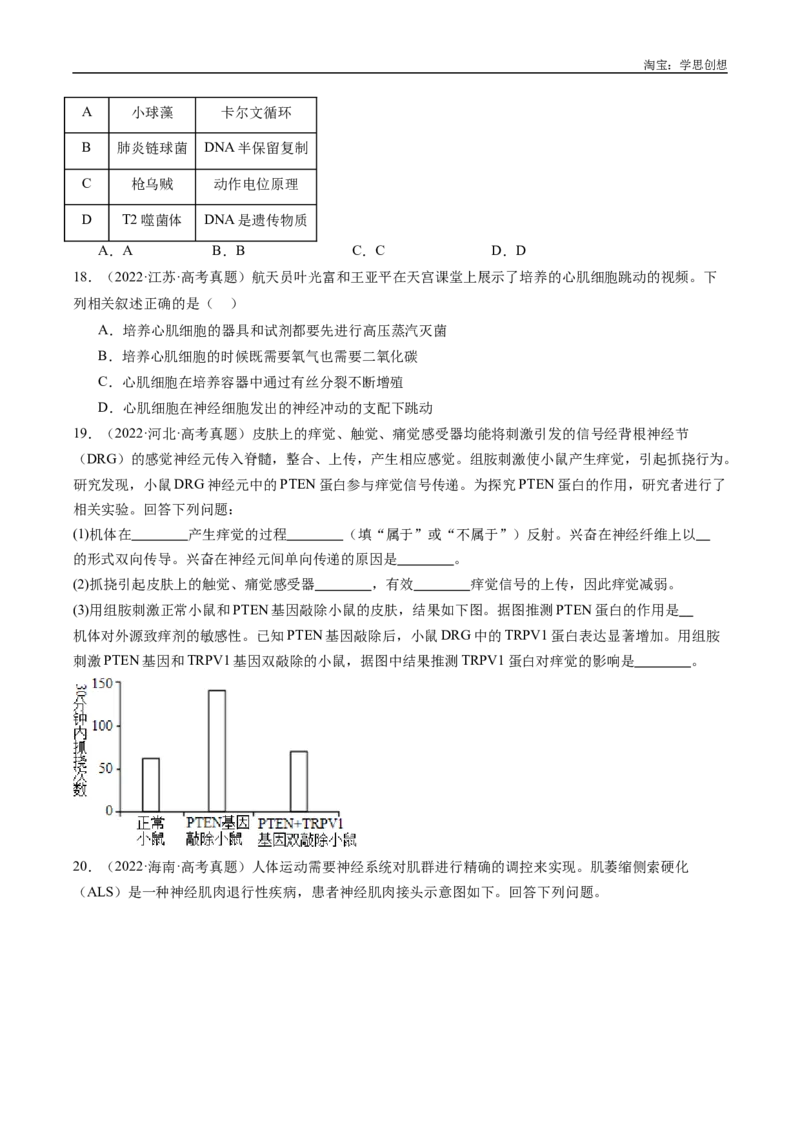 专题20动物生命活动的调节-好题汇编十年（2015-2024）高考生物真题分类汇编（全国通用）（原卷版）_生物真题汇总_十年（2014-2024）高考生物真题分项汇编（全国通用）