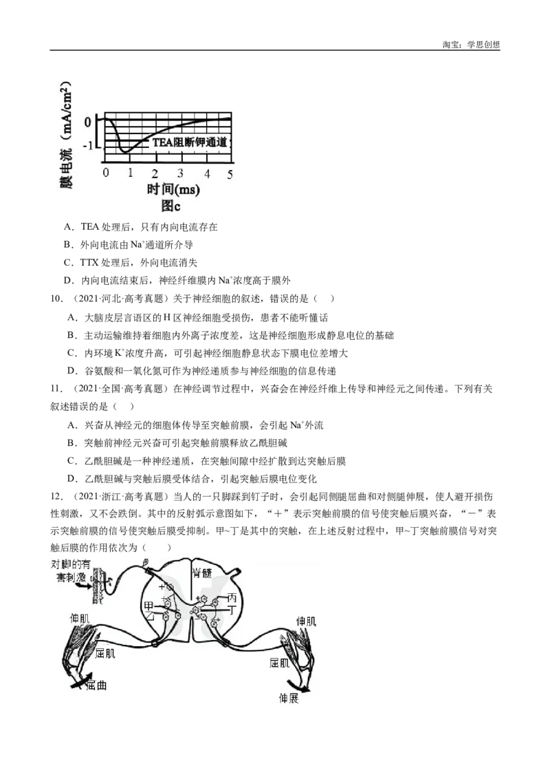 专题20动物生命活动的调节-好题汇编十年（2015-2024）高考生物真题分类汇编（全国通用）（原卷版）_生物真题汇总_十年（2014-2024）高考生物真题分项汇编（全国通用）