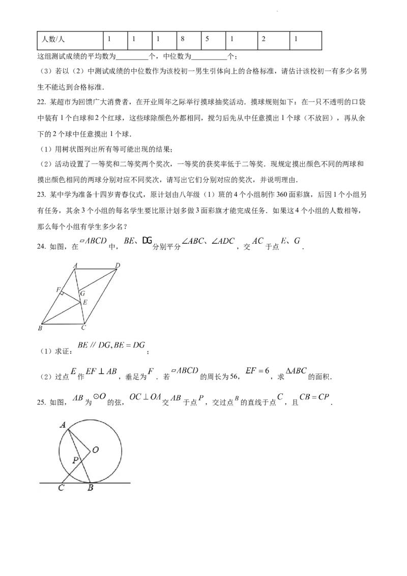 精品解析：2022年江苏省扬州市中考数学真题（原卷版）_江苏省中考_江苏省中考历年真题_江苏省中考数学2008-2024_江苏省扬州市中考数学（2008-2024年）真题卷