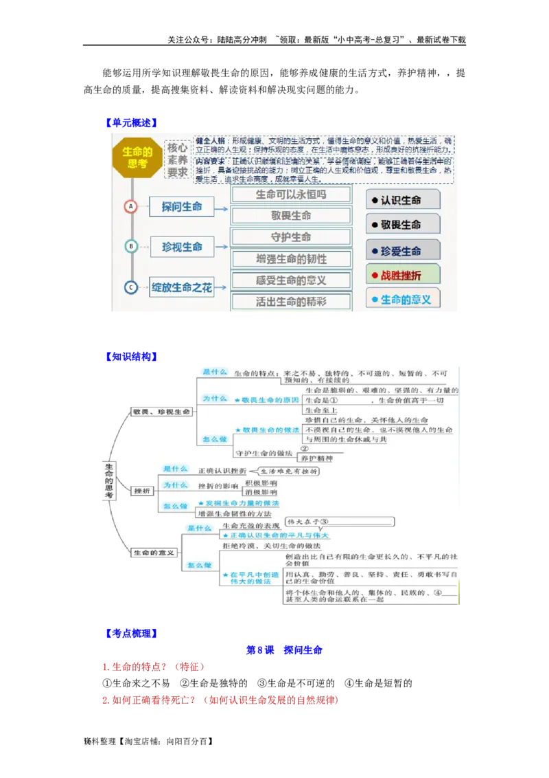 七年级道法上册-中考必备知识整理2024中考道德与法治复习6册教材常考知识集锦（部编版）_02中考总复习（2026版更新中）_07-道法-中考总复习_2024年中考复习资料_专项复习资料