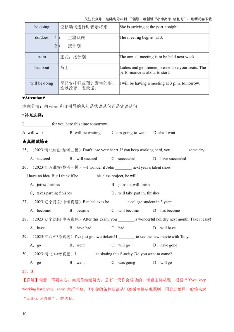 专题01动词时态（一）知识梳理-口袋书2024年中考英语一轮复习知识清单（全国通用）（解析版）_02中考总复习（2026版更新中）_03-英语-中考总复习_2024年中考复习资料_一轮复习