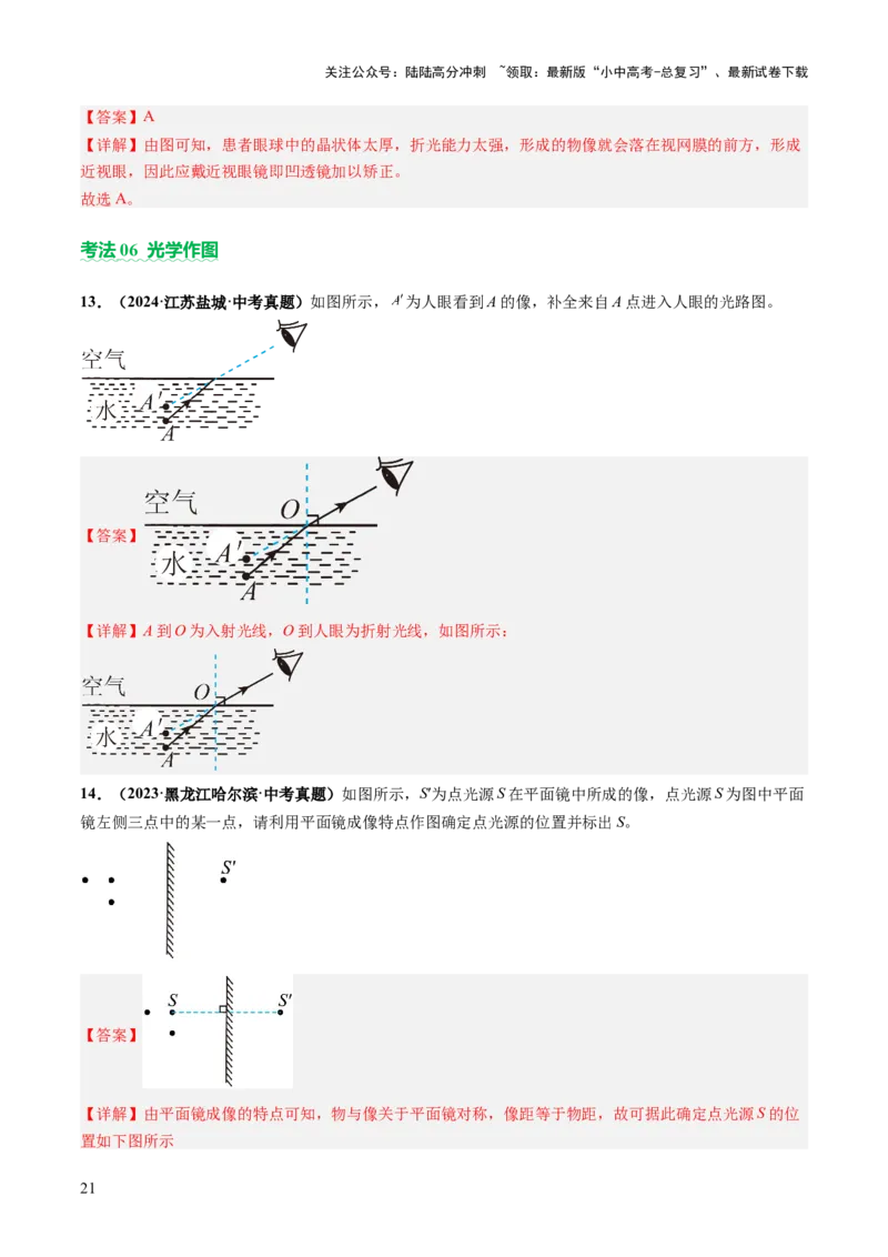 专题01声学、光学（讲练）（解析版）_02中考总复习（2026版更新中）_04-物理-中考总复习_2025年中考复习资料_2025中考二轮课件ppt+讲义+练习物理_讲义+练习