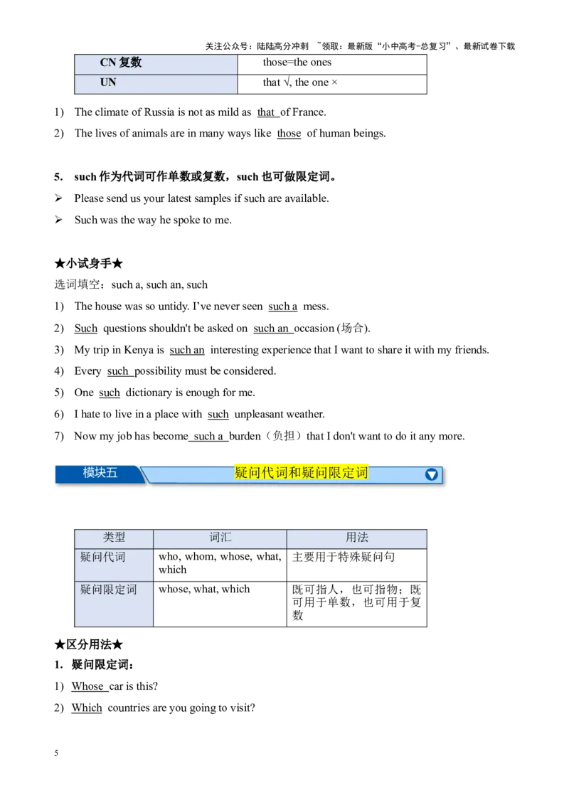 Chapter7代词和限定词笔记（全国通用）（解析版）_02中考总复习（2026版更新中）_03-英语-中考总复习_2024年中考复习资料_专项复习资料_语法宝典备战2024年中考英语语法培优生笔记