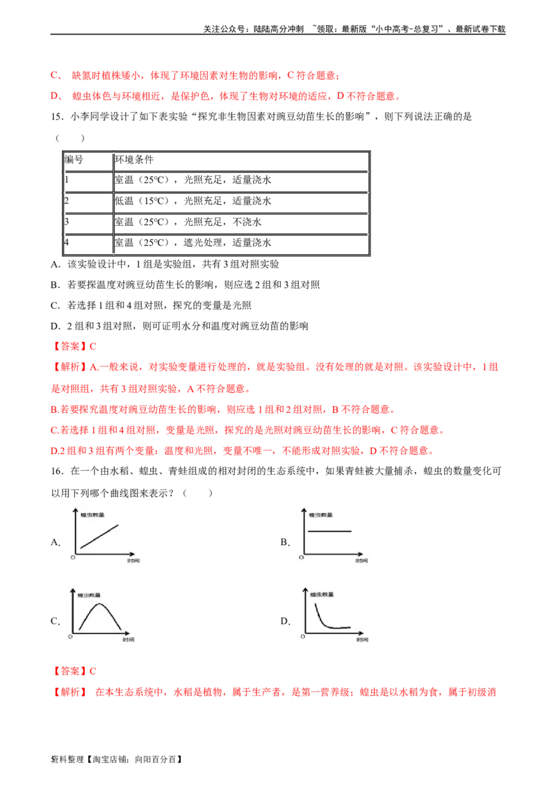 专题01生物和生物圈（解析版）_02中考总复习（2026版更新中）_08-生物-中考总复习_2024年中考复习资料_一轮复习_省心备考2024年中考生物一轮复习精讲精练（全国通用）_答案解析版