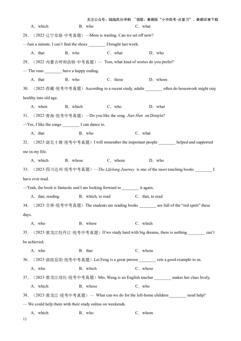 chapter13定语从句笔记（原卷版）_02中考总复习（2026版更新中）_03-英语-中考总复习_2024年中考复习资料_专项复习资料_语法宝典备战2024年中考英语语法培优生笔记
