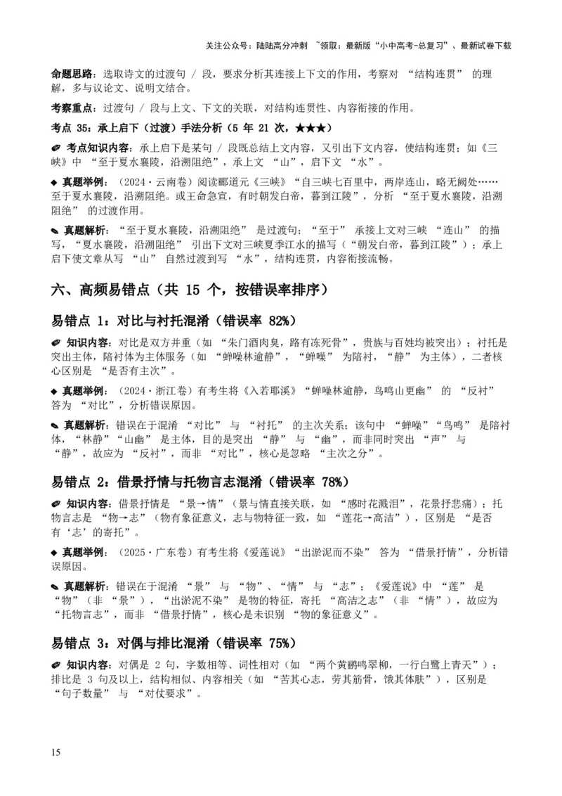 [53959430]近5年全国各地中考语文古诗文阅读之分析写作手法35个高频考点+20个高频易错点_02中考总复习（2026版更新中）_01-语文-中考总复习_2026年中考复习（更新中）