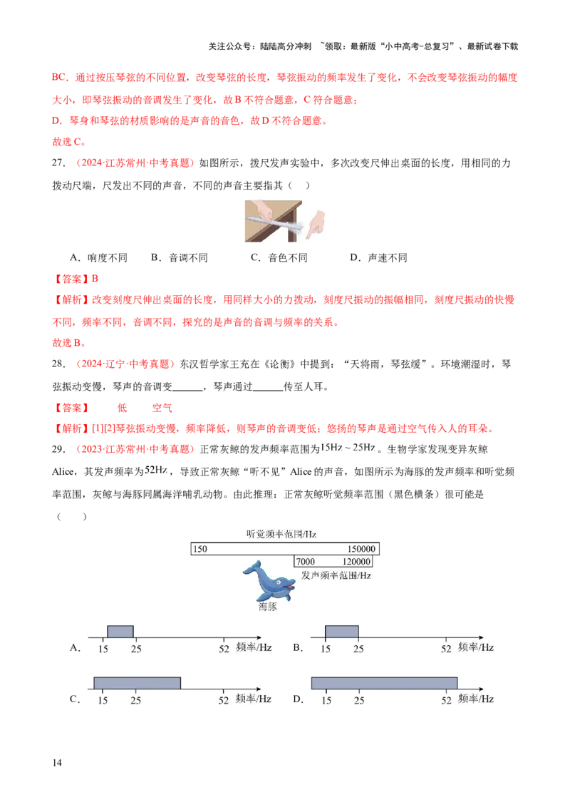 专题01声现象（全国通用）（解析版）_02中考总复习（2026版更新中）_04-物理-中考总复习_2026年中考复习（更新中）_好题汇编三年（2023-2025）中考物理真题分类汇编（全国通用）