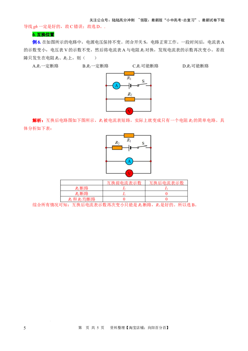 &ldquo;表格法&rdquo;突破电路故障分析_02中考总复习（2026版更新中）_04-物理-中考总复习_2024年中考复习资料_专项复习资料_2024年中考物理复习辅导系列_❤更新专项复习