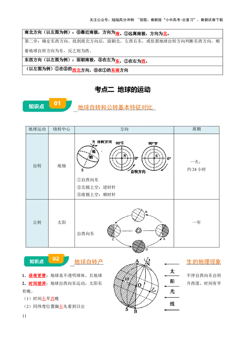 专题01地球和地图-2025年中考地理知识点梳理（背诵版）_02中考总复习（2026版更新中）_09-地理-中考总复习_2025中考地理复习资料_2025年中考地理知识点_挖空版+背诵版
