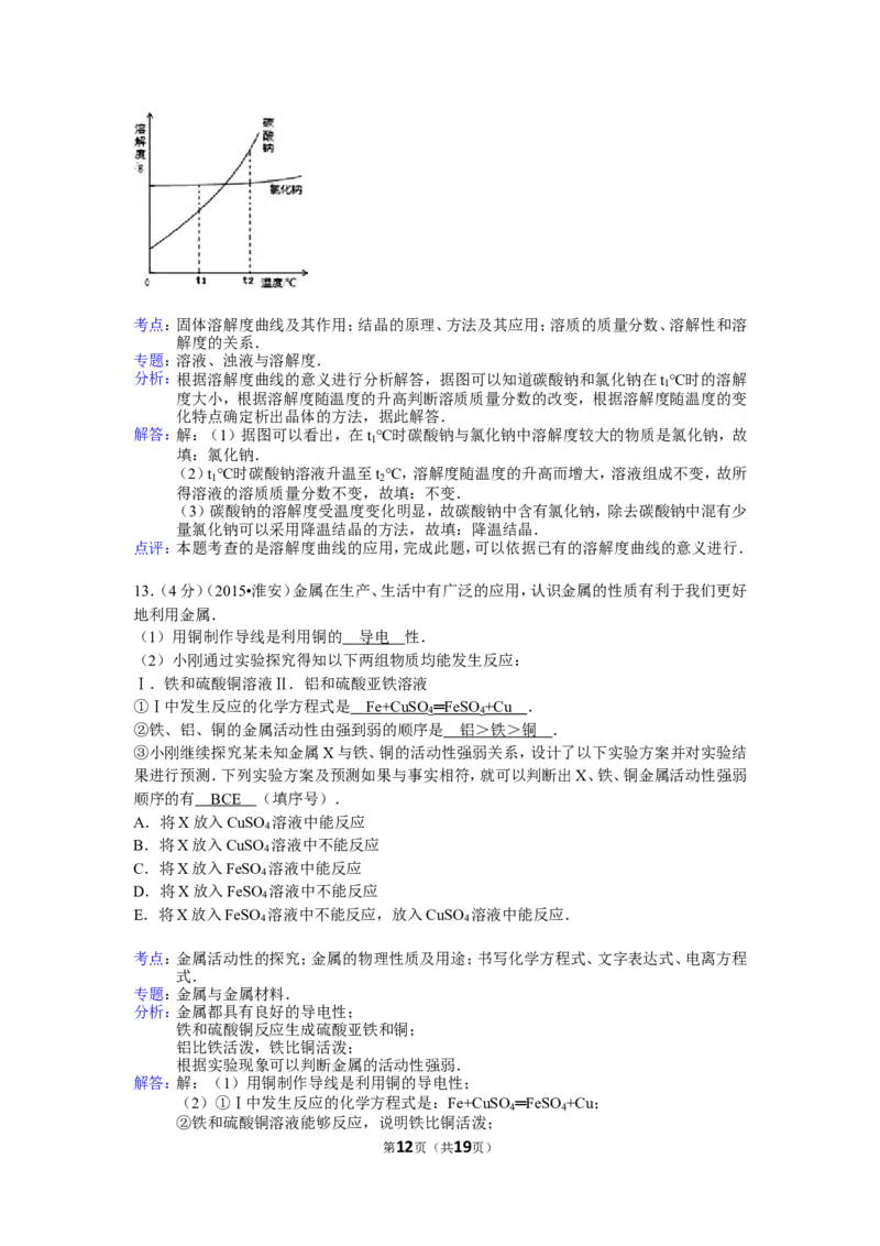 2015年江苏省淮安市中考化学试题及答案_江苏省中考_01江苏省13市中考历年真题2008-2025新_、中考全套_江苏省中考历年真题_江苏省中考化学2008-2024