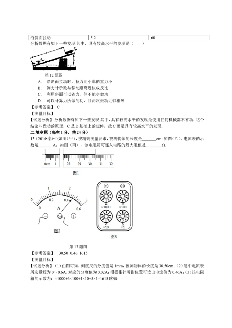 2014年江苏省泰州市中考物理试题及答案_江苏省中考_01江苏省13市中考历年真题2008-2025新_、中考全套_江苏省中考历年真题_江苏省中考物理2008-2024