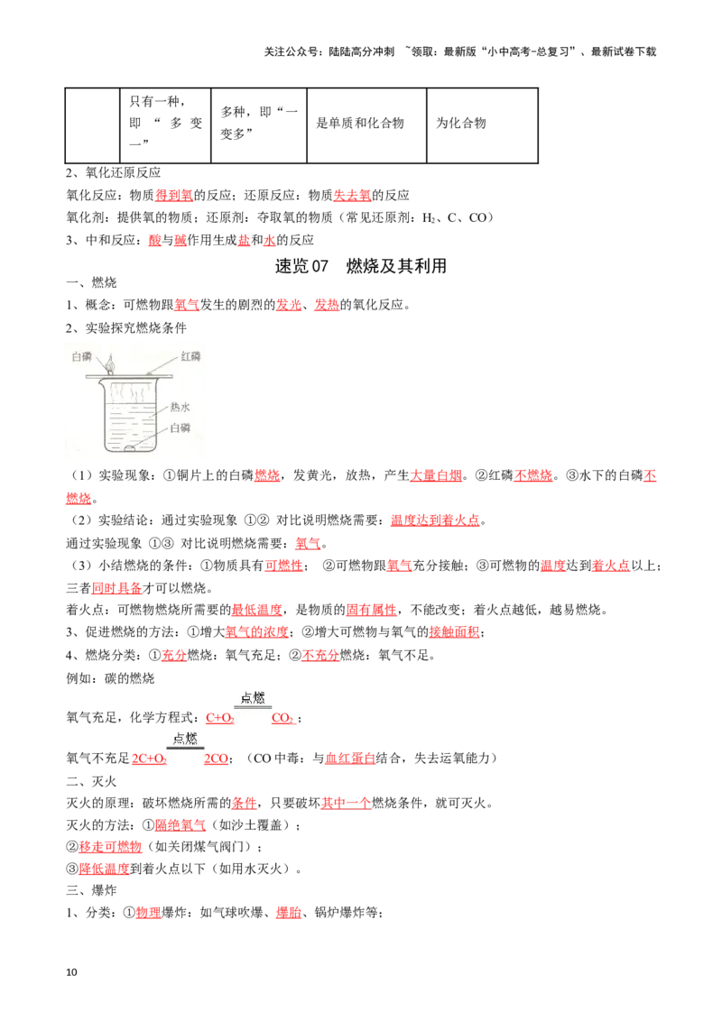 ❤考前必备知识点速览（解析版）_02中考总复习（2026版更新中）_05-化学-中考总复习_2024年中考复习资料_一轮复习资料_完口袋书2024年中考化学一轮复习知识清单