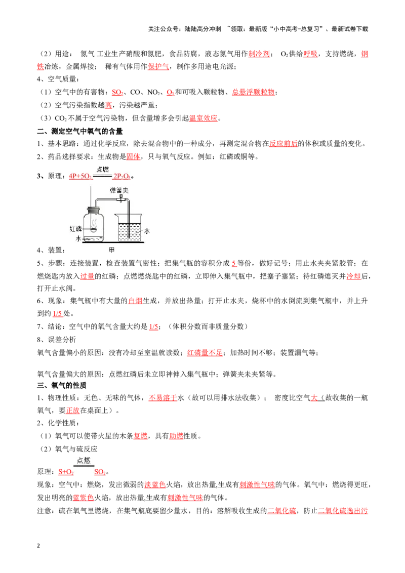❤考前必备知识点速览（解析版）_02中考总复习（2026版更新中）_05-化学-中考总复习_2024年中考复习资料_一轮复习资料_完口袋书2024年中考化学一轮复习知识清单