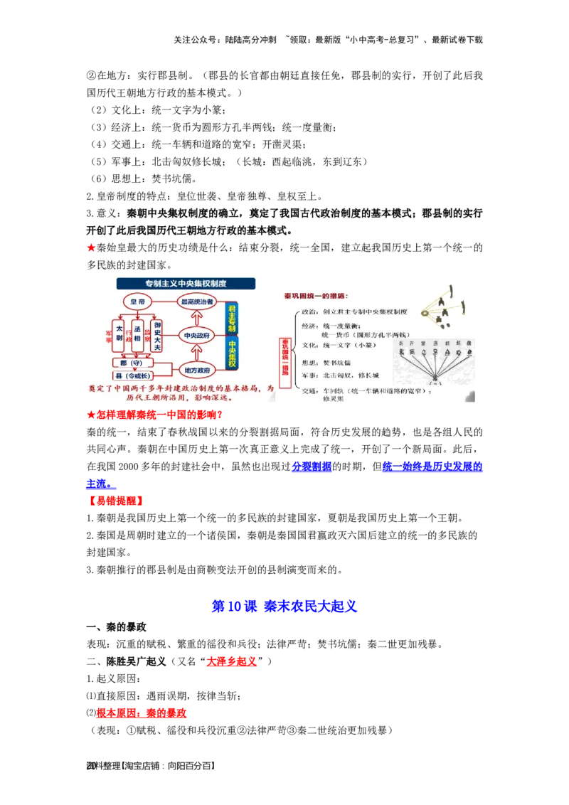 七年级历史上册-背诵秘笈2024年中考历史复习6册教材常考知识点集锦（部编版）_02中考总复习（2026版更新中）_06-历史-中考总复习_2024年中考复习资料_专项复习资料