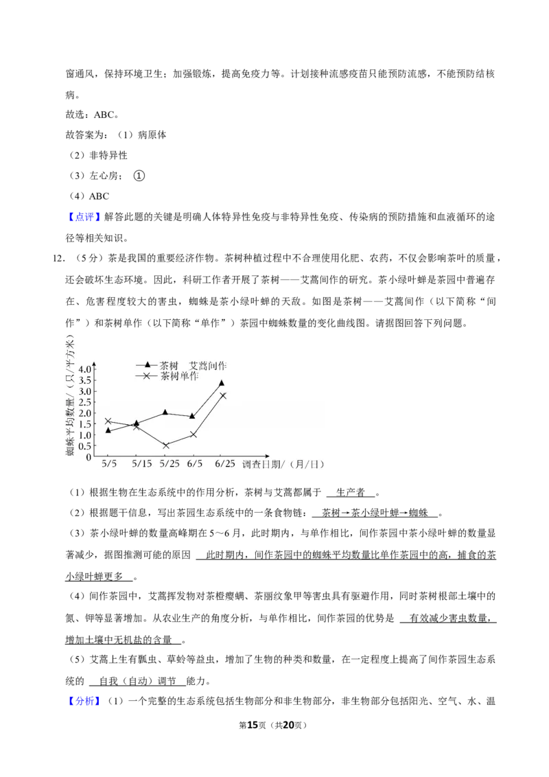 2024年江苏省徐州市中考生物试卷_江苏省中考_01江苏省13市中考历年真题2008-2025新_、中考全套_江苏省中考历年真题_江苏中考生物(2010年-2024年）
