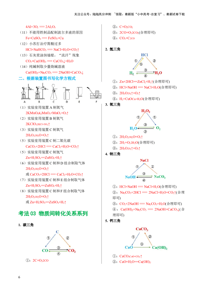 专题01重难点突破---必考化学方程式汇总（讲练）（解析版）_02中考总复习（2026版更新中）_05-化学-中考总复习_2024年中考复习资料_一轮复习资料_配套讲义（原卷版+解析版）