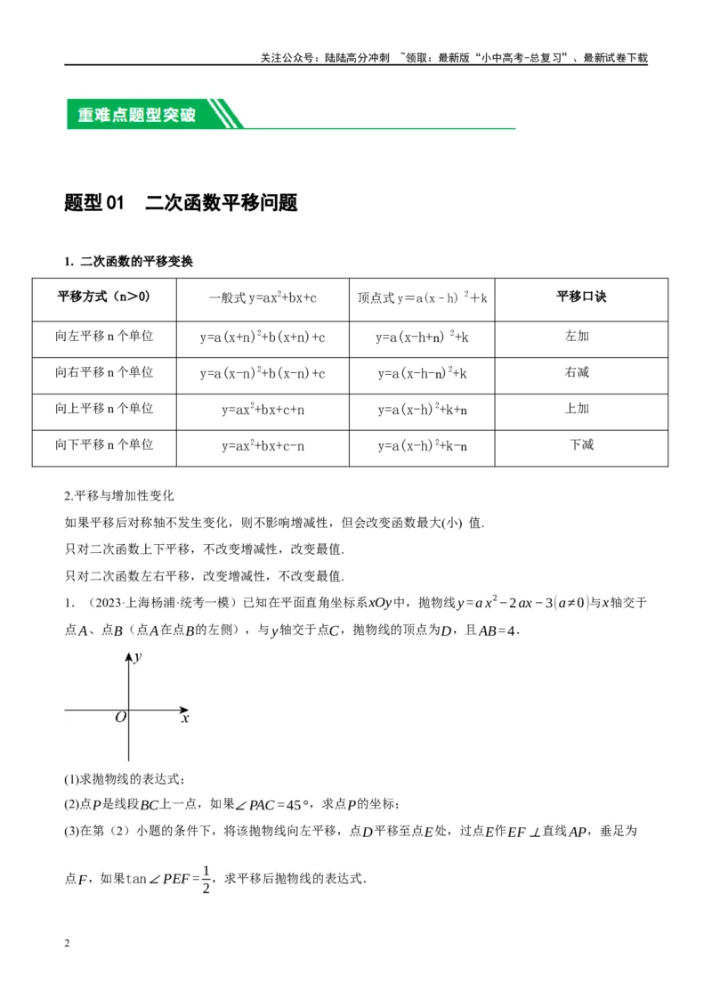 ❤重难点04二次函数中的平移、翻折、对称、旋转、折叠问题（原卷版）_02中考总复习（2026版更新中）_02-数学-中考总复习_2024年中考复习资料_一轮复习资料_重难点突破