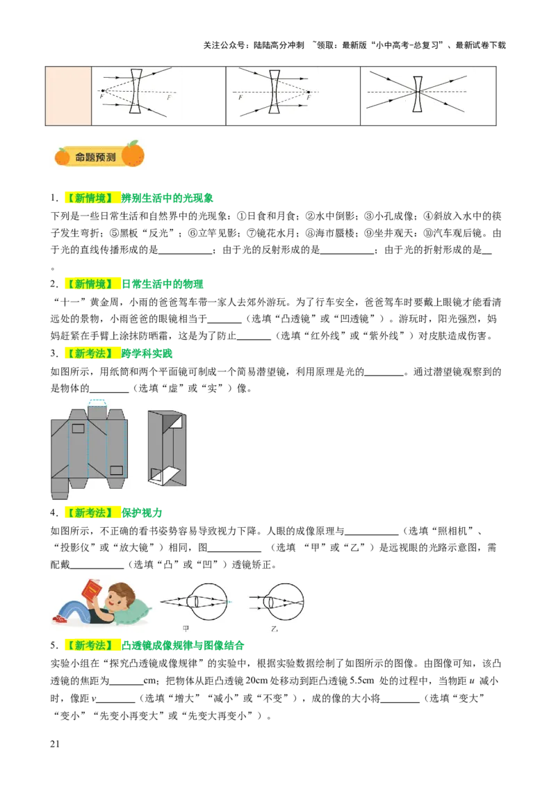 专题01声学、光学（讲练）（原卷版）_02中考总复习（2026版更新中）_04-物理-中考总复习_2025年中考复习资料_2025中考二轮课件ppt+讲义+练习物理_讲义+练习