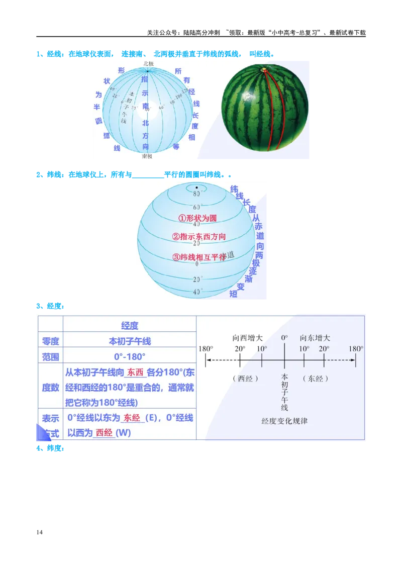 专题01地球和地球仪（讲义）（原卷版）_02中考总复习（2026版更新中）_09-地理-中考总复习_2024年中考复习资料_一轮复习_❤2024年中考地理一轮复习讲练测（全国通用）_配套讲义