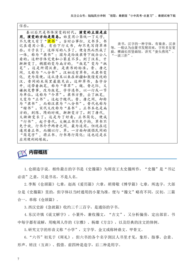 专题01《说文解字》第一-2024年中考语文复习之《经典常谈》章节阅读与训练（原卷版）_02中考总复习（2026版更新中）_01-语文-中考总复习_2024年中考资料_专项复习资料