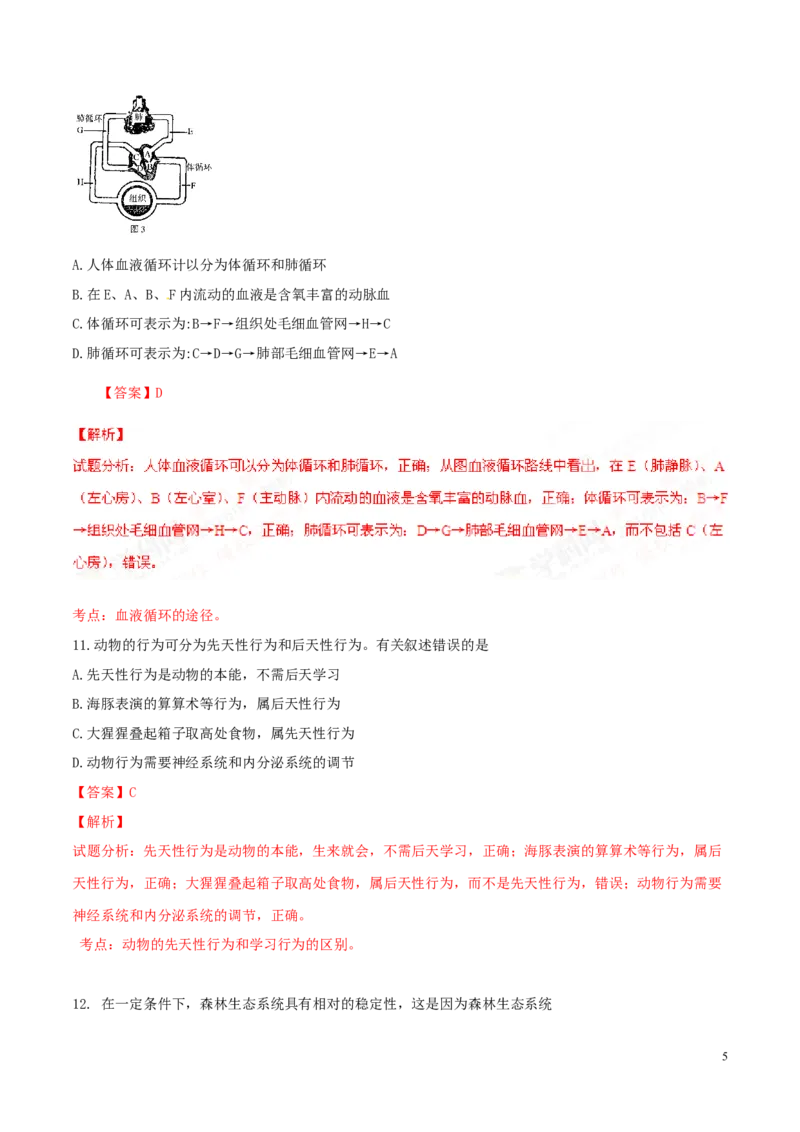 2016年中考真题精品解析生物（江苏连云港卷）精编word版（解析版）_江苏省中考_01江苏省13市中考历年真题2008-2025新_、中考全套_江苏省中考历年真题_江苏中考生物(2010年-2024年）